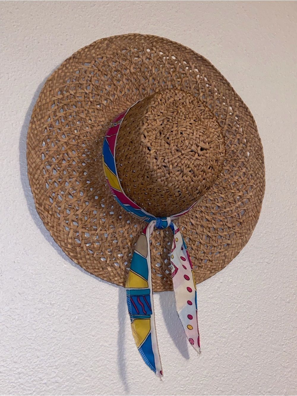 VTG, Chic Straw Hawaiian Unisex Hat With Colorful Scarf - Picture 11 of 11